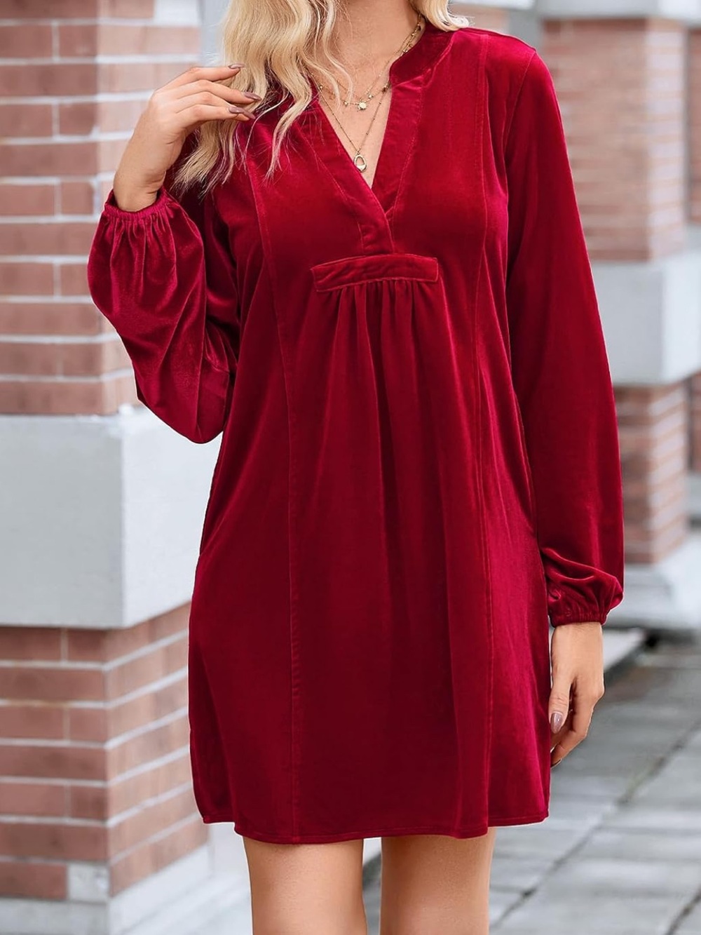 Women's Velvet Mini Red Dress